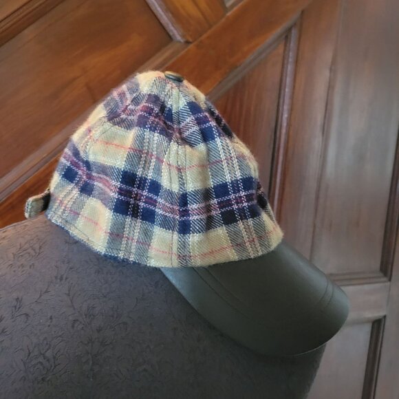 Plaid Wool & Leather Baseball Cap - Picture 3 of 6